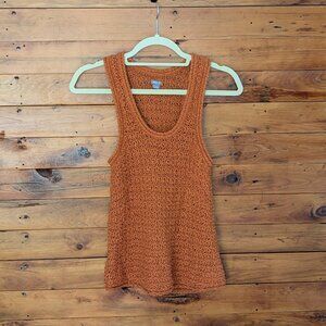 aerie burnt orange crochet knit tank top sleeveless shirt women's size s small
